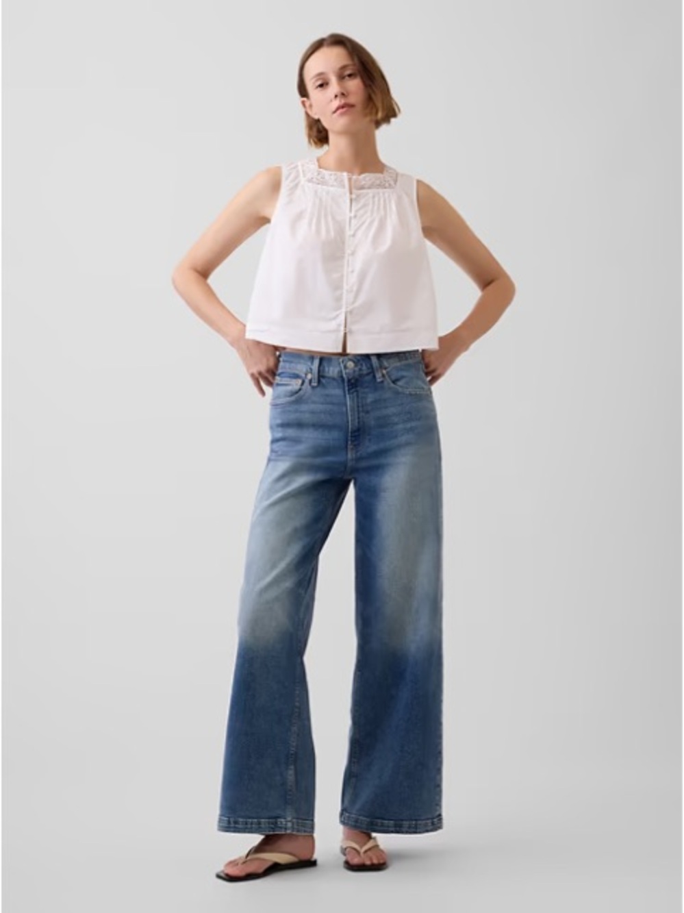Wide Leg High-Rise Ankle Jeans